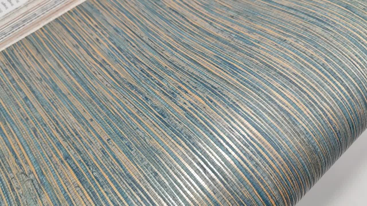 Mosható modern dekor tapéta arany és türkiz színű szőtt hatással