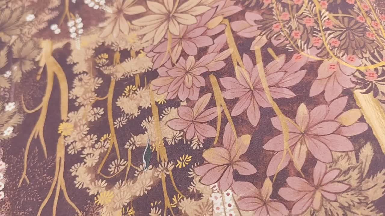 Angol vlies tapéta botanika mintával barna szín árnyalatokkal