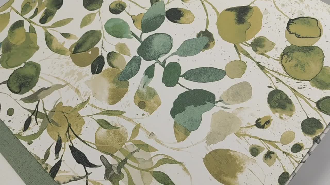 Vinyl dekor tapéta fehér háttéren zsályazöld levél mintával