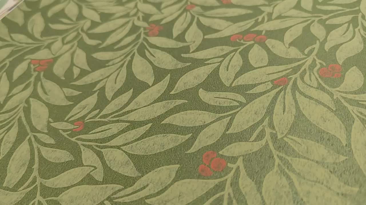 Dekor tapéta levél mintával zöld színben skandi stílusban