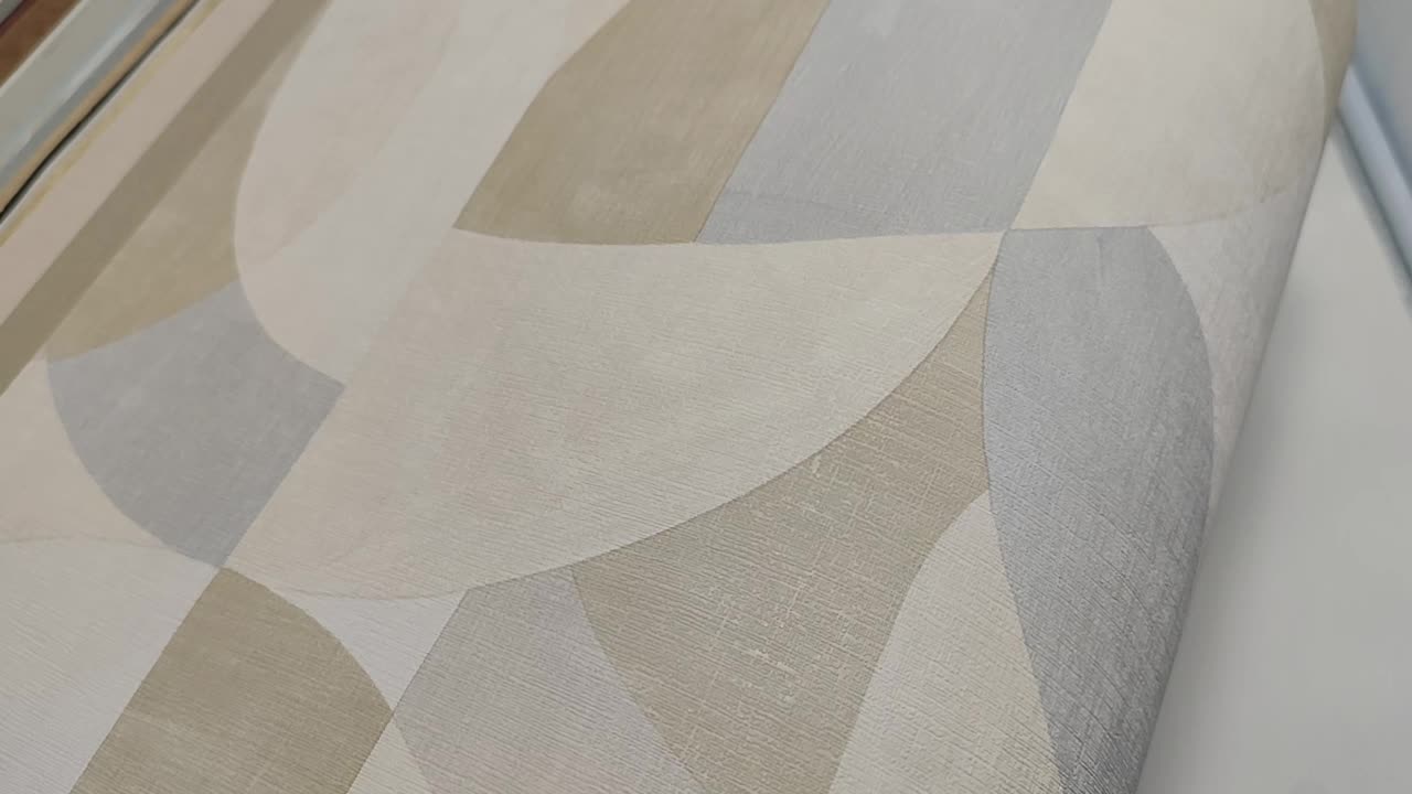 Elegáns vinyl tapéta geometrikus mintával beige és szürke színben