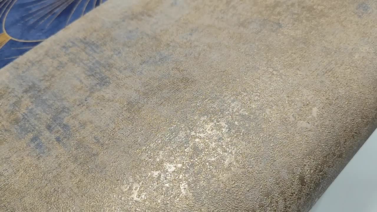 Kék arany dekor tapéta koptatott hatású mintával