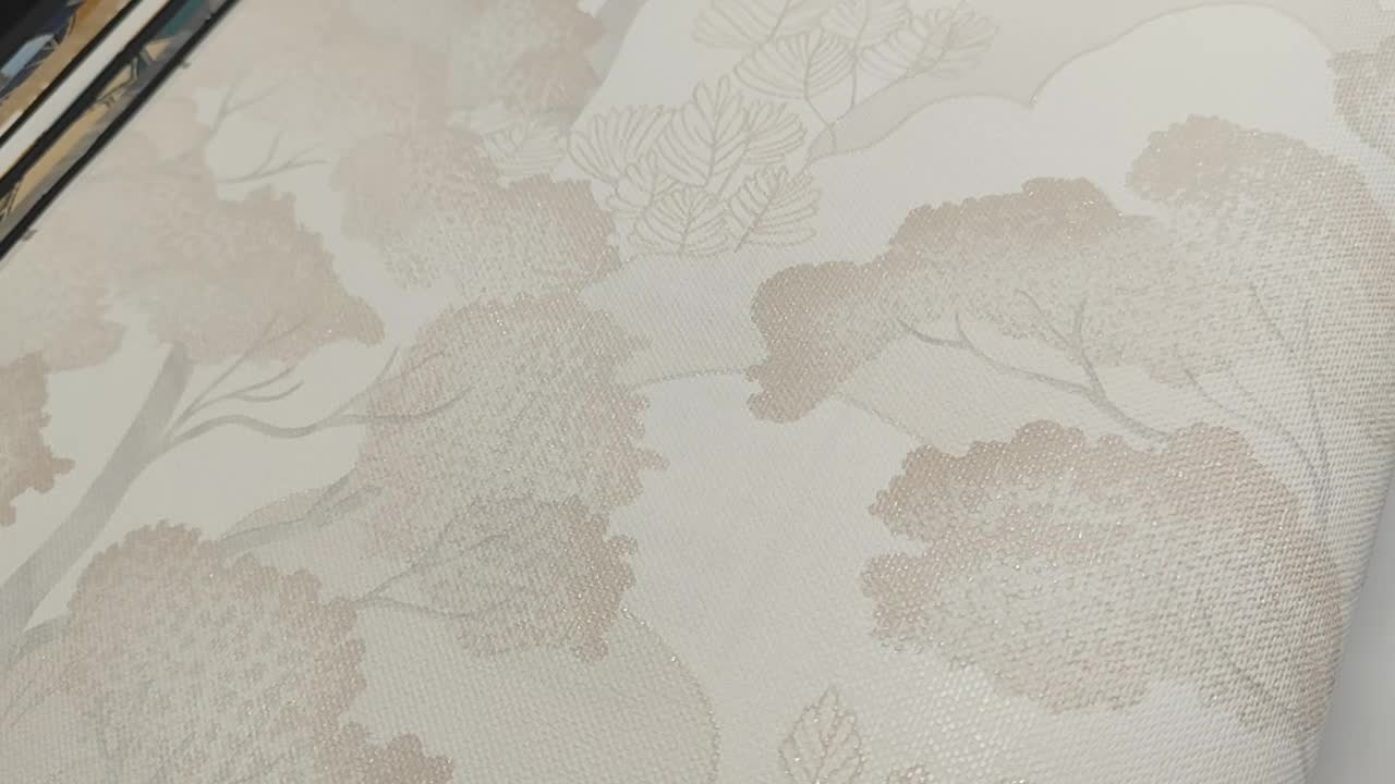 Bézs erdei fa mintás tapéta vinyl mosható