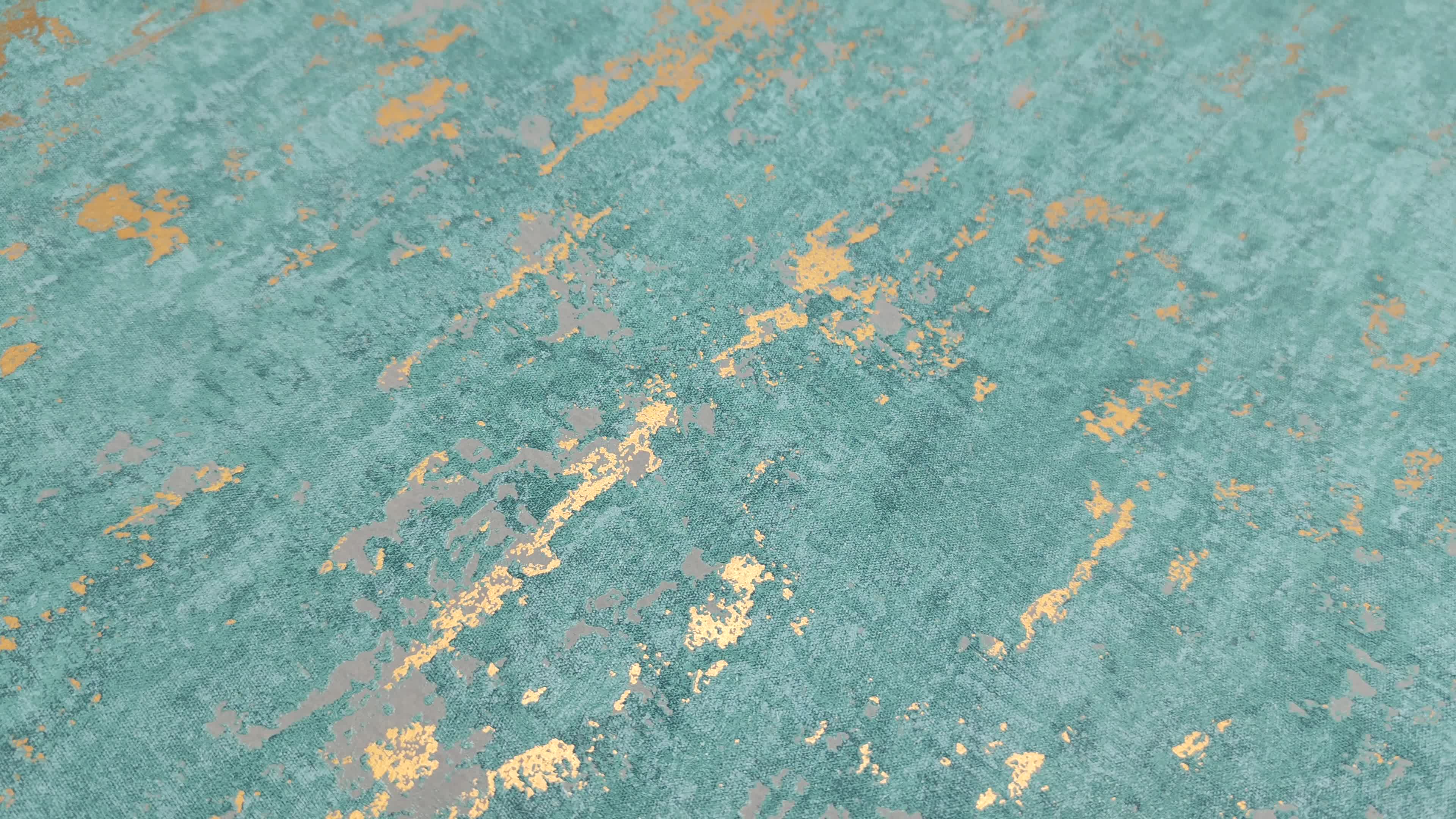 Vinyl tapéta türkiz arany koptatott mintával