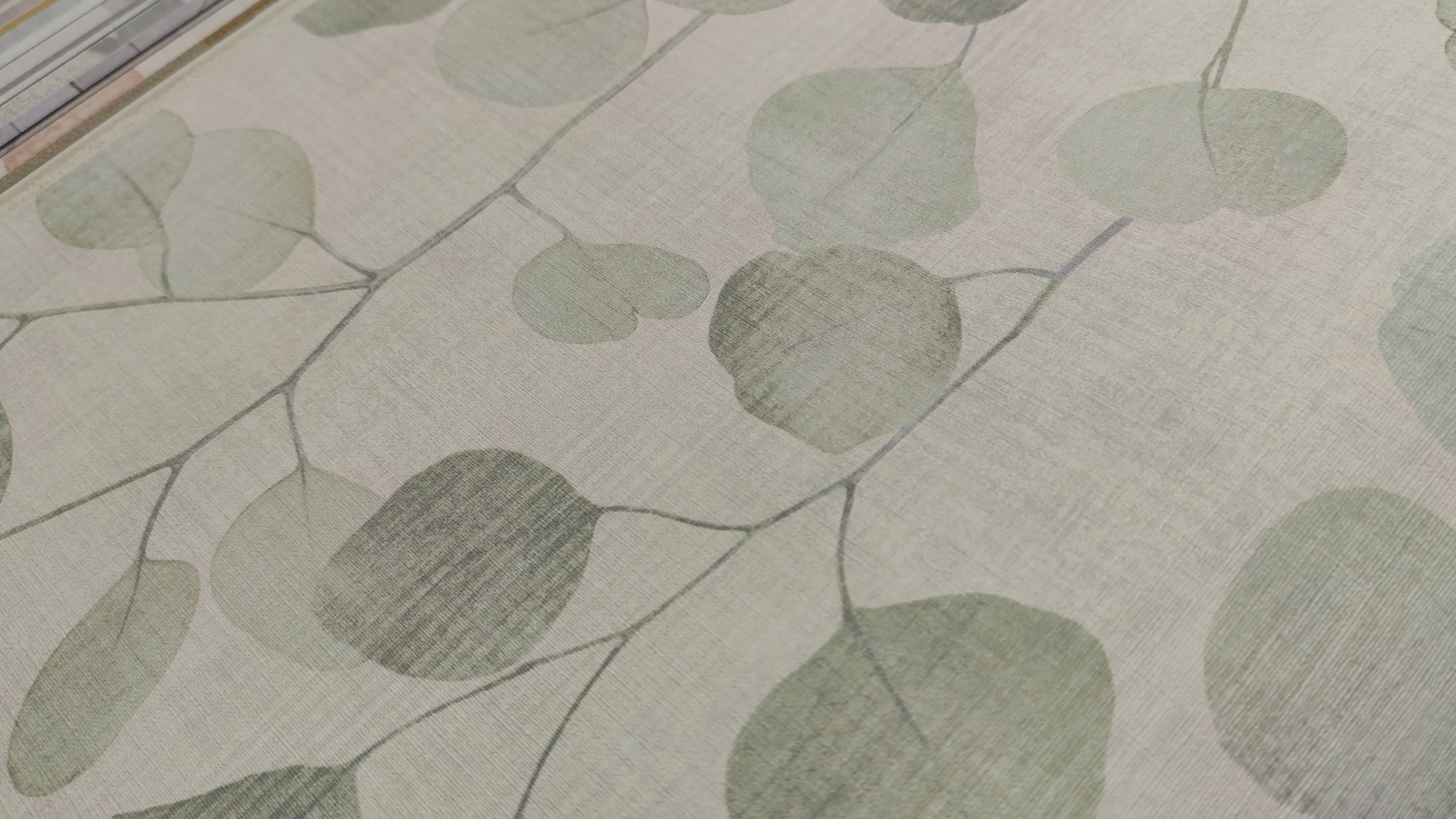 Olivazöld levélmintás vlies tapéta