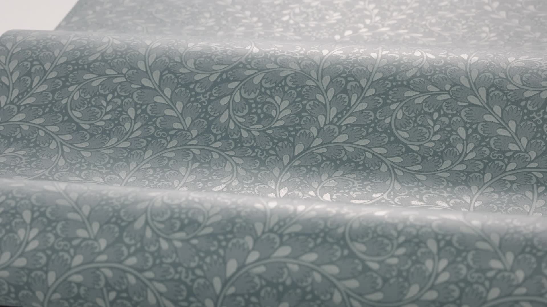 Elegáns mosható dekor tapéta tekergő indal mintával poroskék színben