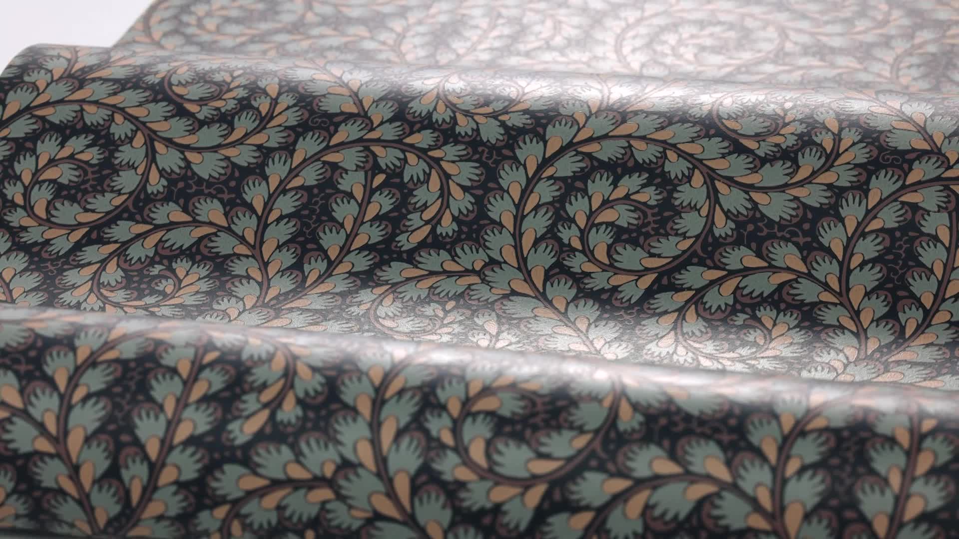 Elegáns mosható dekor tapéta tekergő indal mintával barna és kék színben