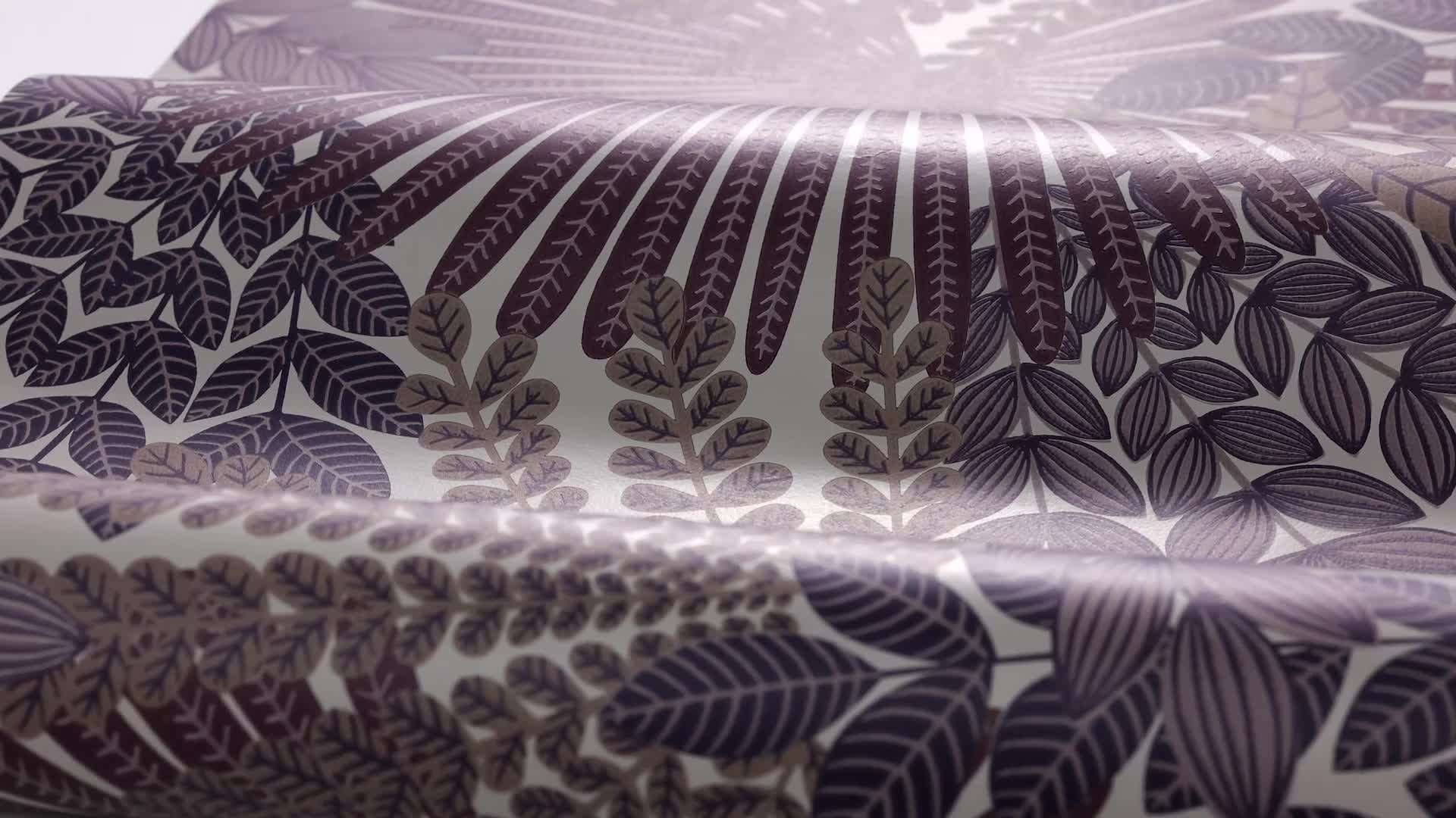 Elegáns mosható dekor tapéta bársonyos levél mintával bordó színben