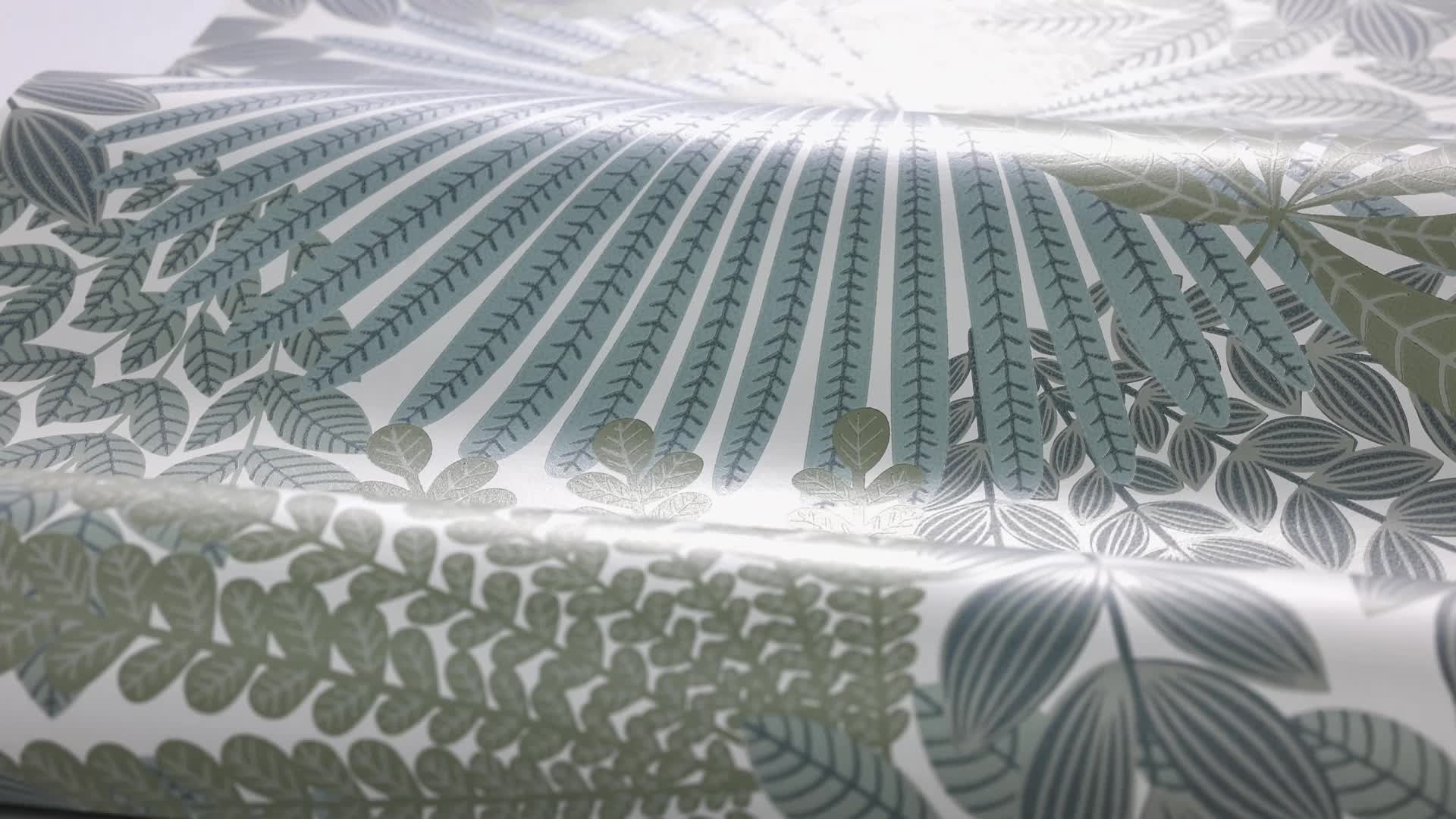 Elegáns mosható dekor tapéta bársonyos levél mintával fehér színben