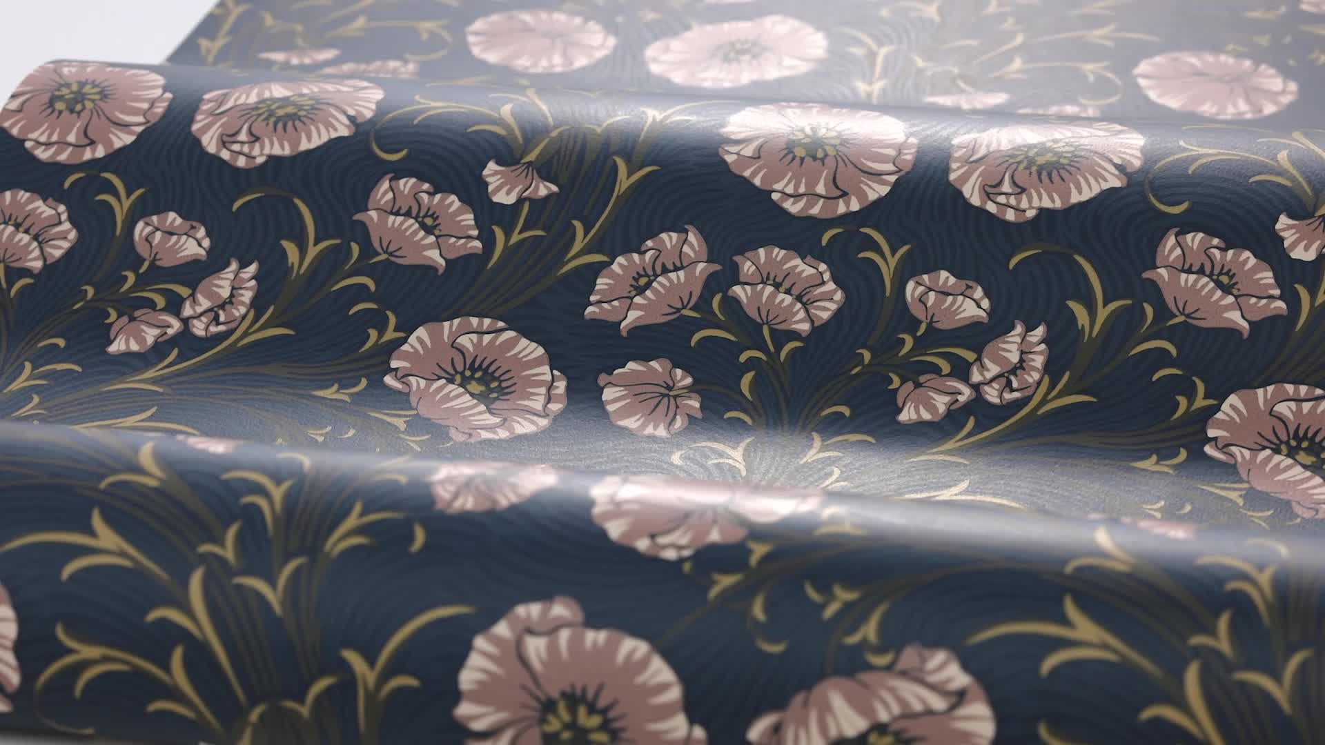 Elegáns dekor tapéta pipacs mintával sötéttürkiz színben