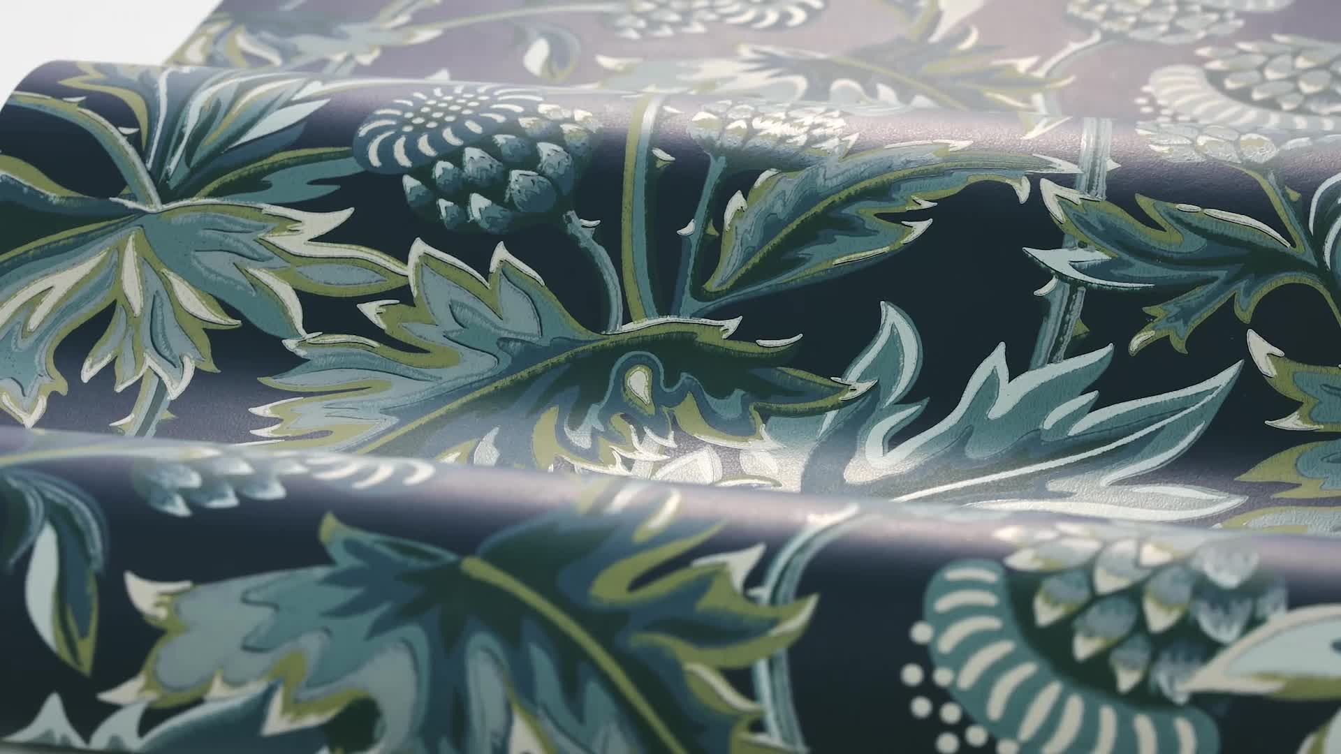 Elegáns mosható dekor tapéta pitypang mintával matrózkék színben