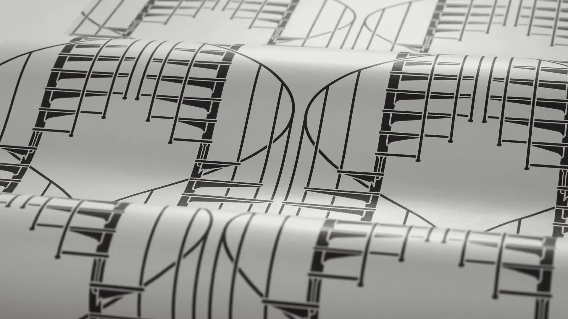 Elegáns mosható dekor tapéta csigalépcső mintával fehér színben