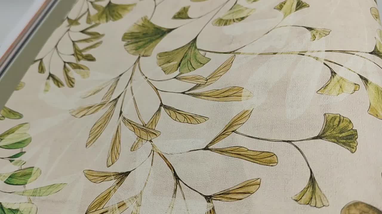 Zöld vinyl tapéta gingko levél mintával