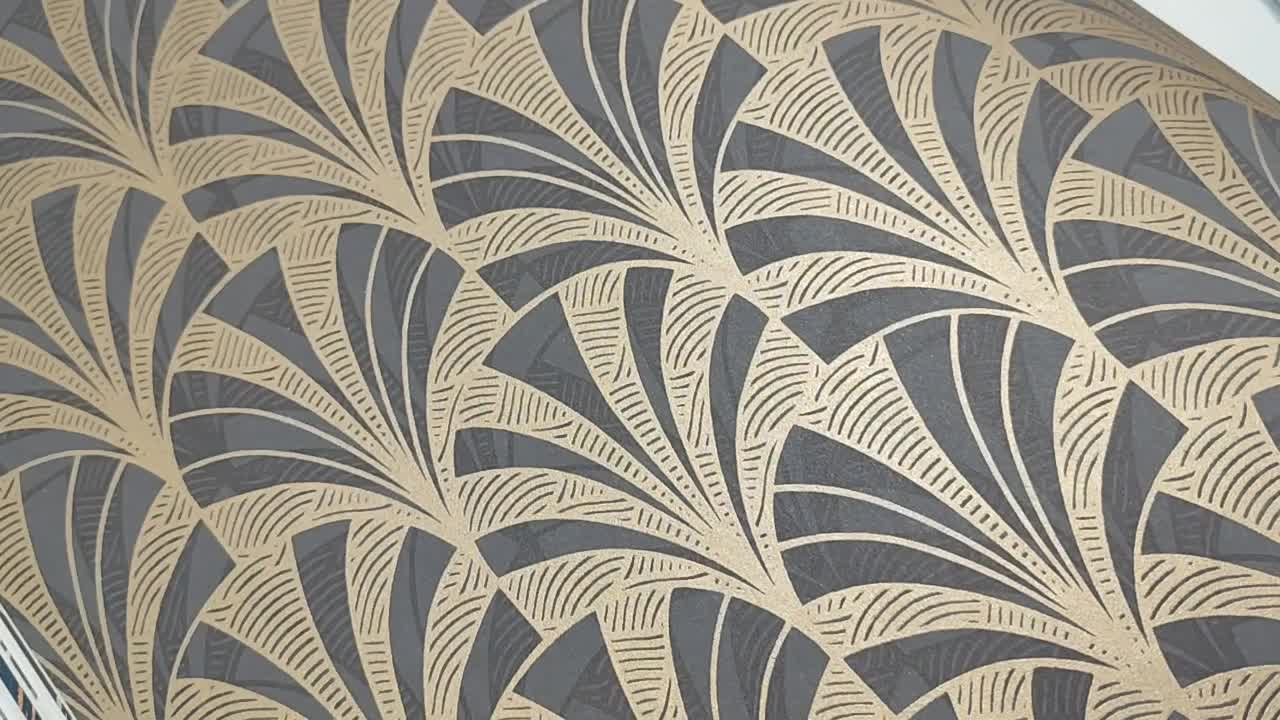 Sötétzöld arany prémium art deco design tapéta