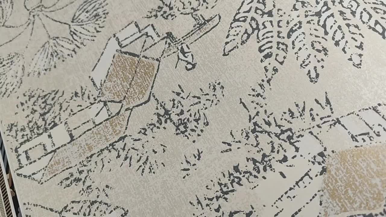 Bézs vintage trópusi mintás vlies design tapéta