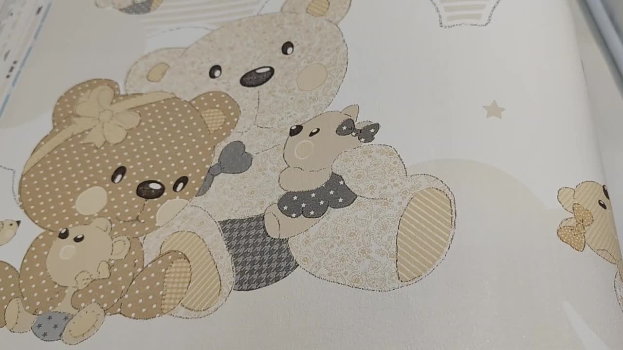 Szürke maci mintás vlies gyerektapéta