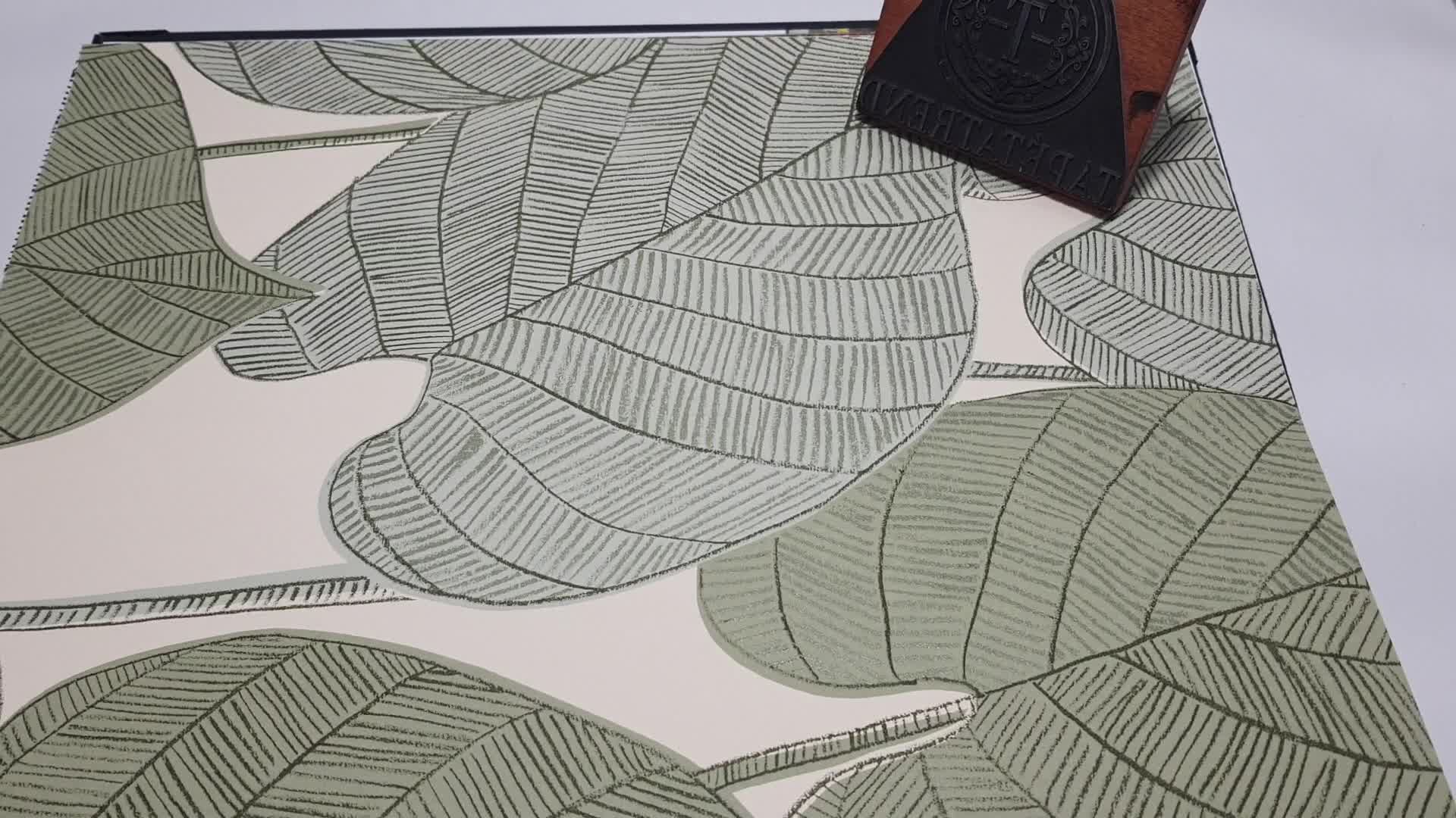 Zöld levélmintás vlies design tapéta