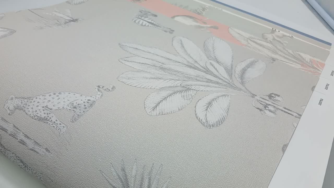 Szürke zebra, elefánt, gepárd mintás vlies gyerektapéta