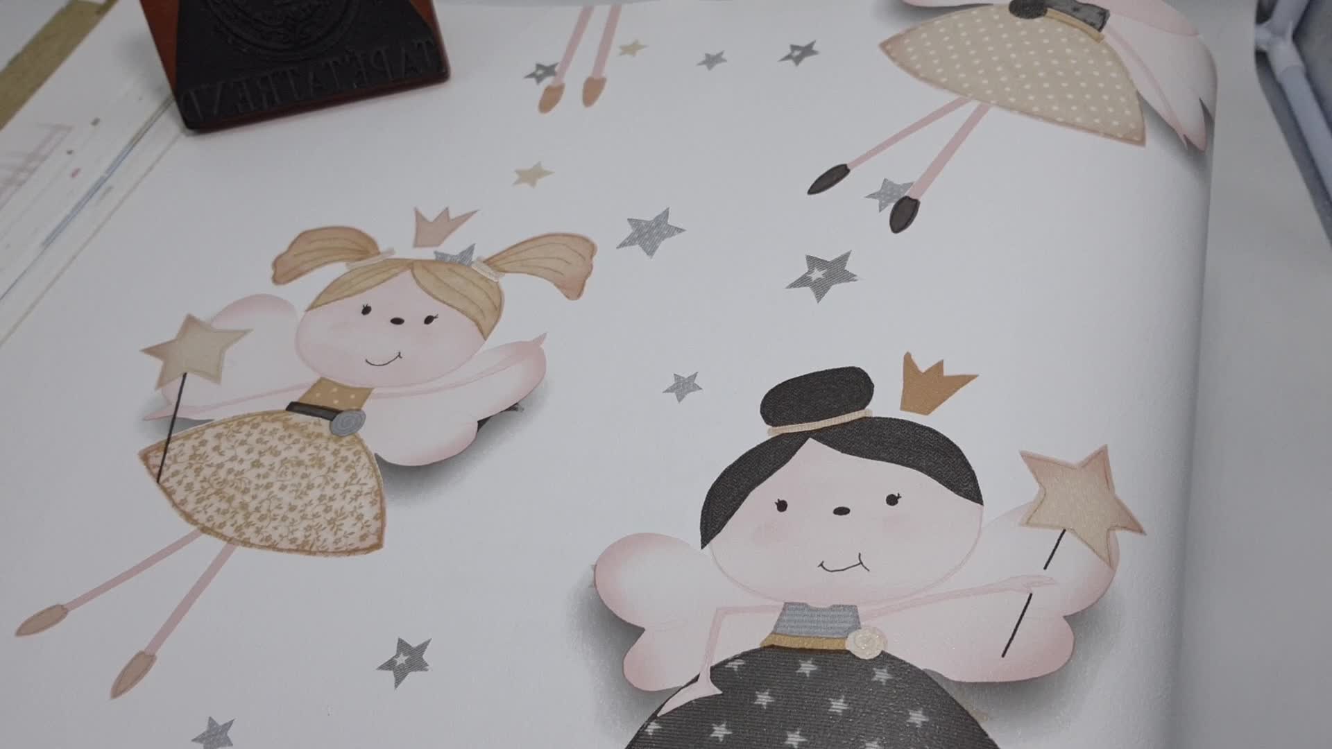 Tündér mintás tapéta natúr színvilágban