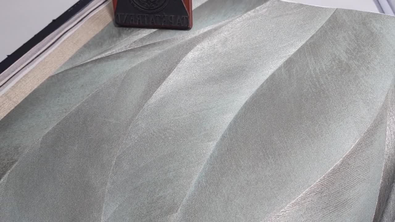 Zöld, arany stilizált levélmintás tapéta