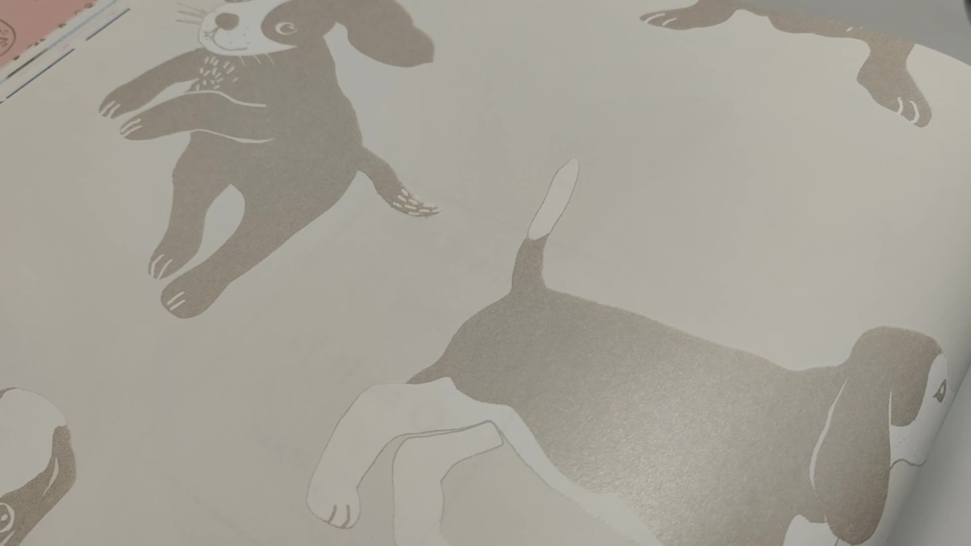 Kölyök kutya mintás gyerek tapéta bronz kutya mintával