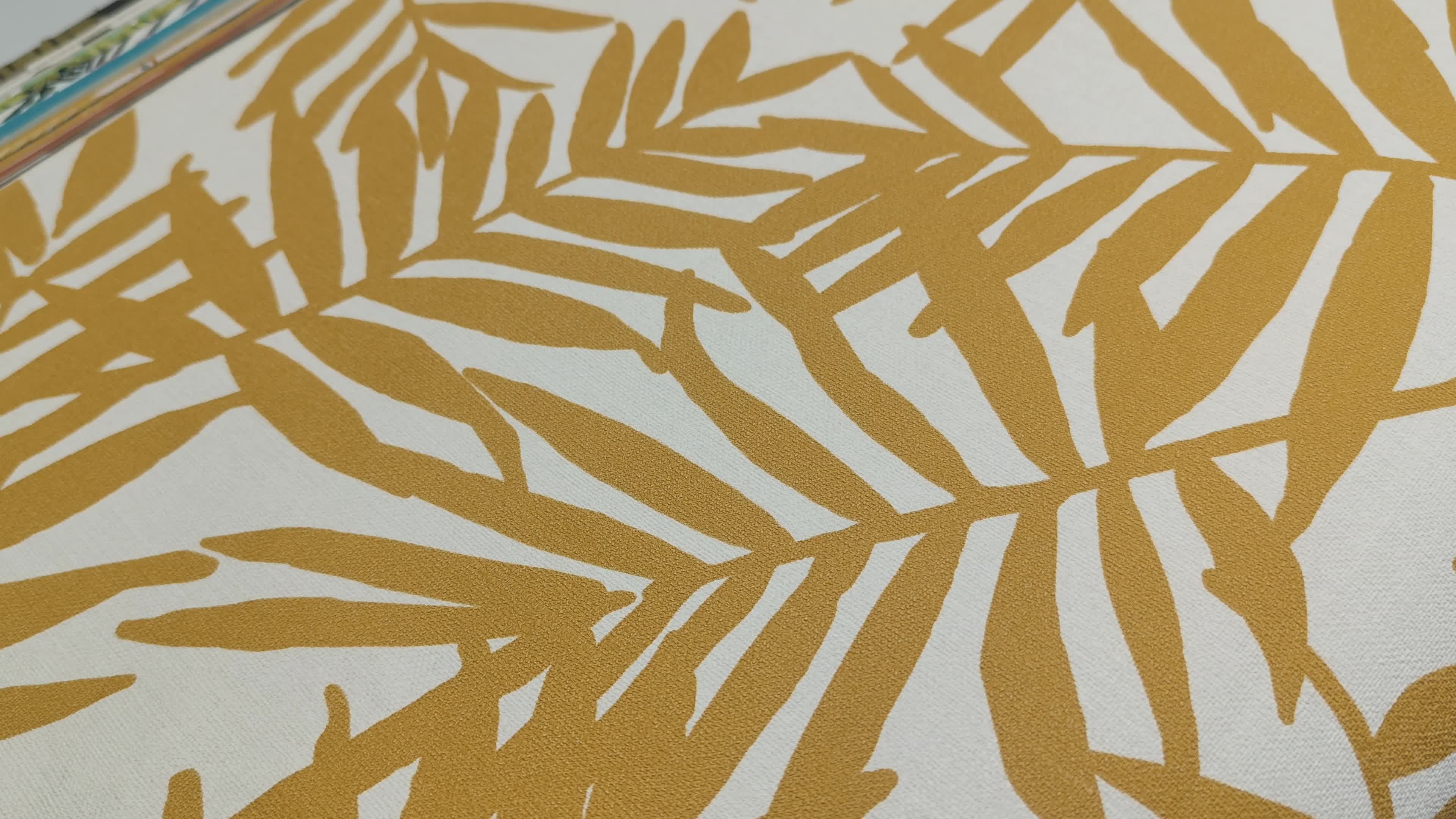 Sárga minimalista levélmintás vlies dekor tapéta