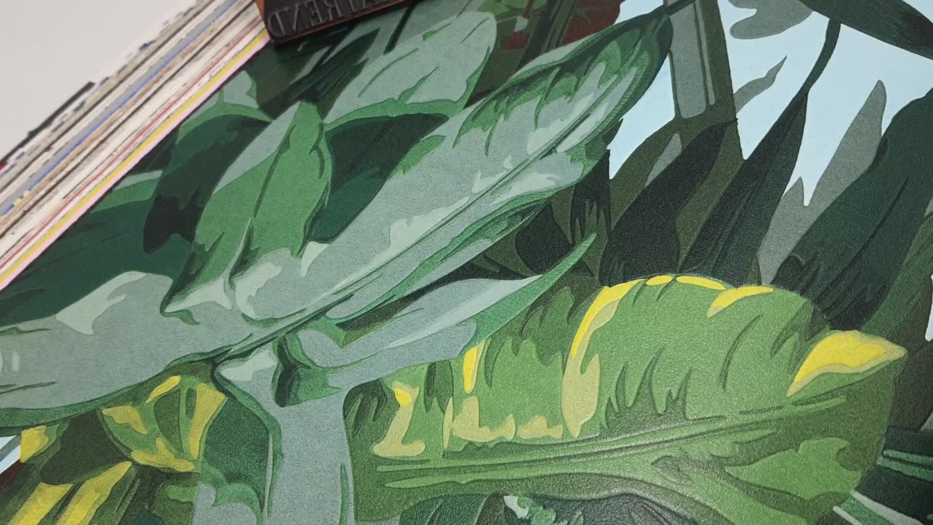 Trópusi pálma levél mintás tapéta