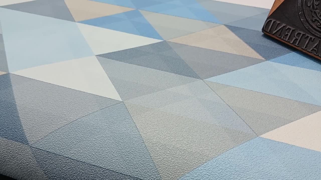 Kék-bézs skandináv hangulatú geometrikus mintás vlies dekor tapéta