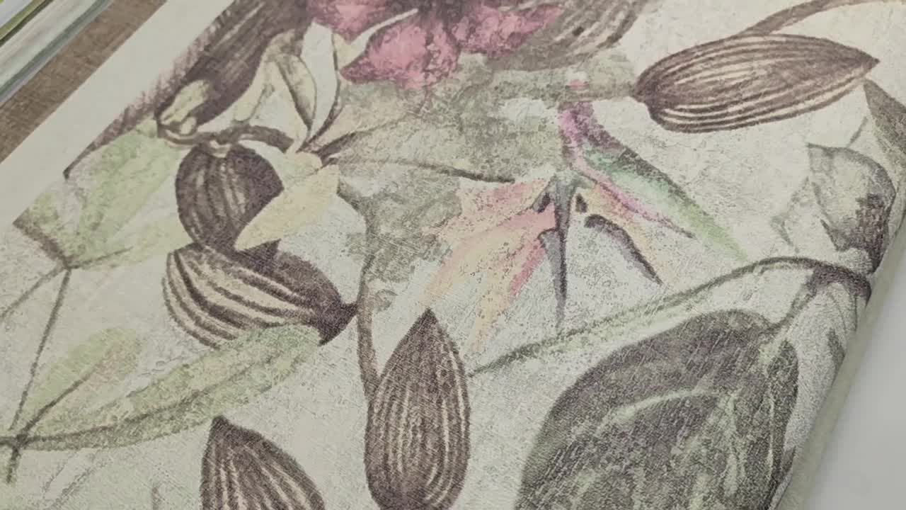 Mosható felületű tapéta modern trópusi levél és virág mintával