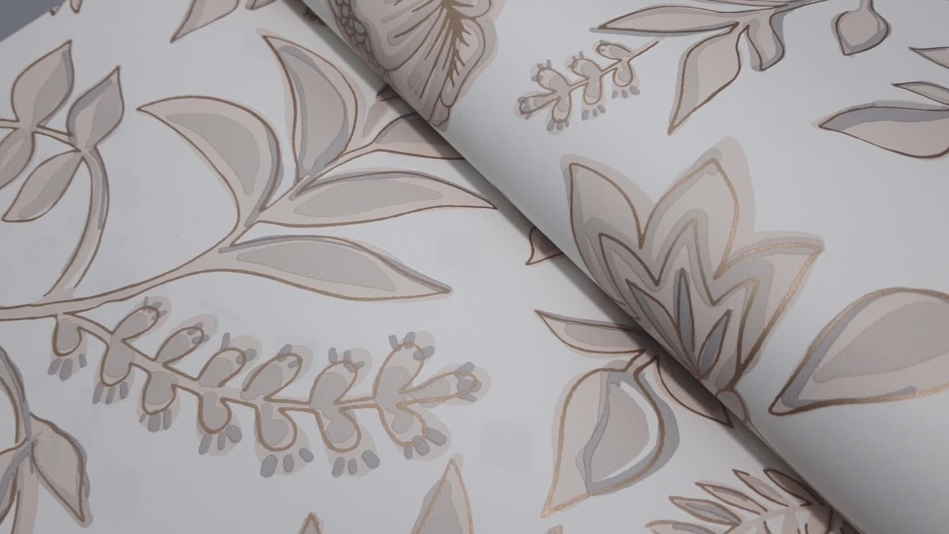 Bézs romantikus virágmintás tapéta