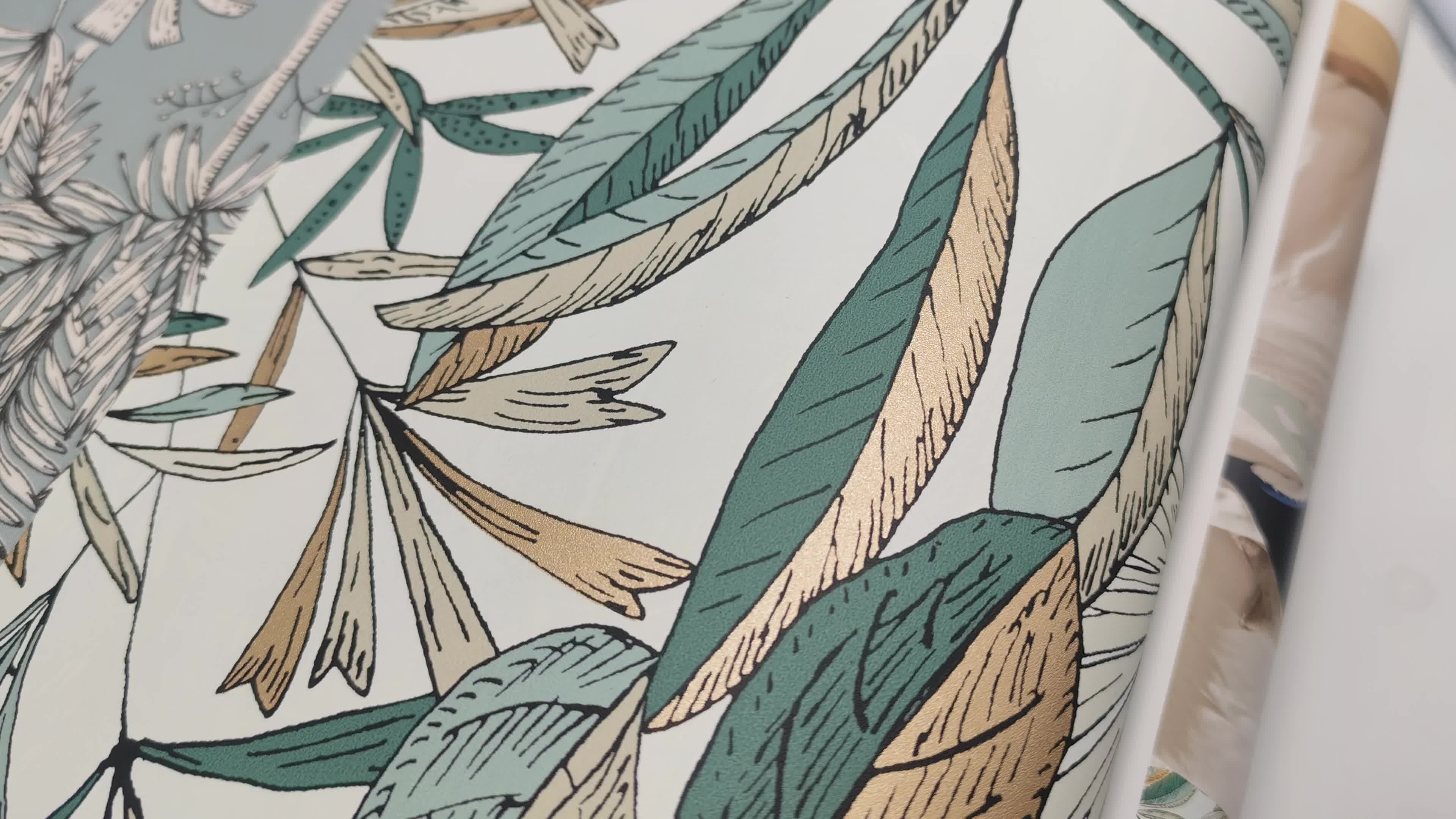 Zöld caselio levélmintás design tapéta