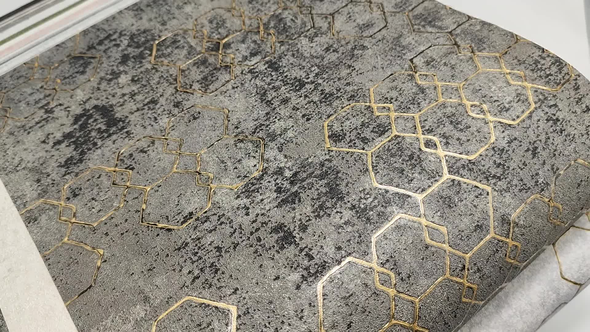 Fekete arany elegáns geometrikus mintás vlies vinyl tapéta