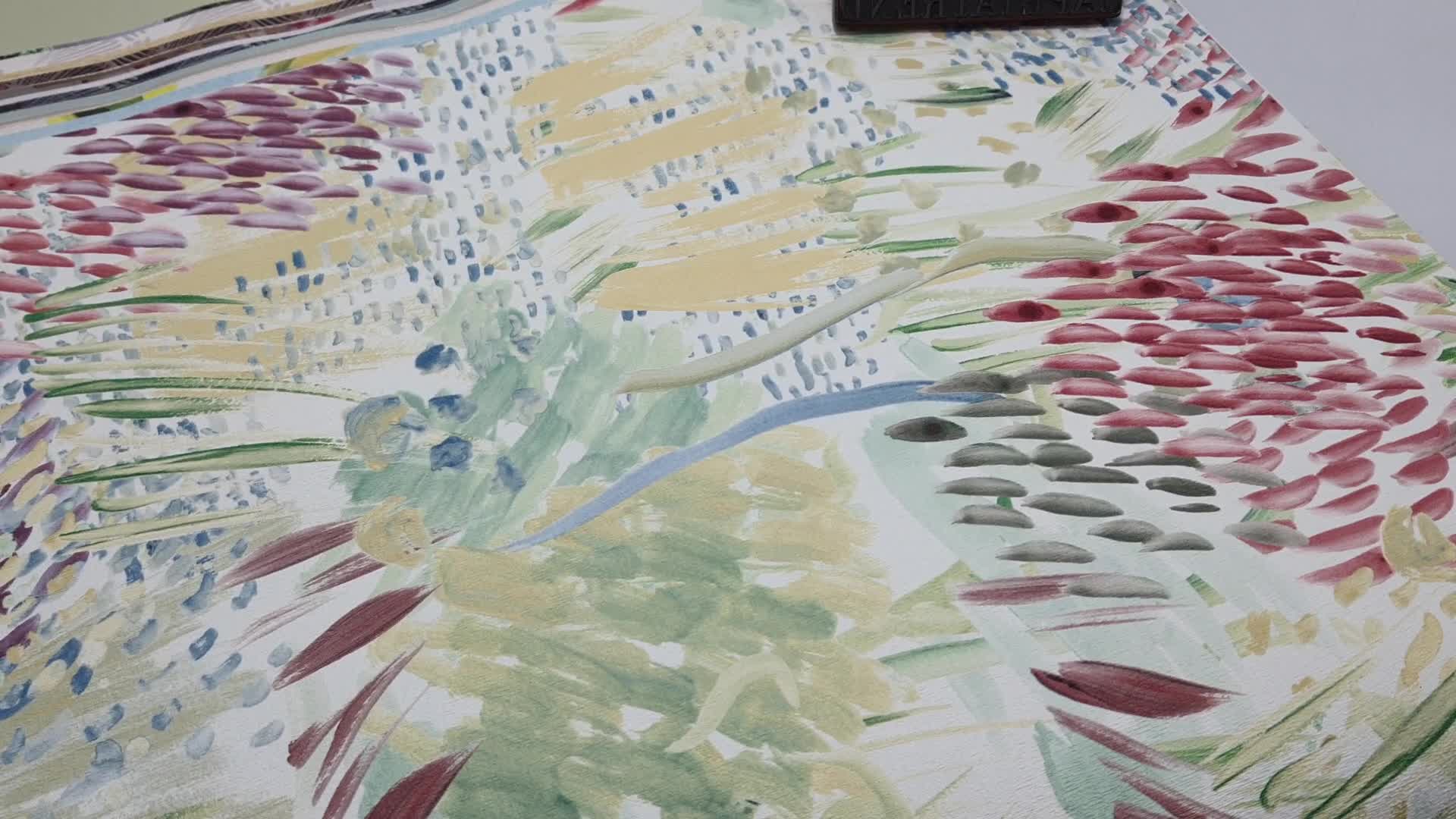 Design tapéta ecsetvonás mintával absztrakt levélmintával